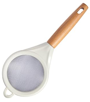 Jarsense Setaccio a maglia fine, setaccio per farina con manico in legno, setaccio per alimenti per cuocere il latte di soia Matcha e succo di soia
