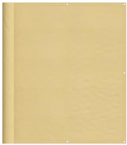 vidaXL Balkon Sichtschutz, Balkonbespannung mit Aluminium-Ösen, Balkonverkleidung Wasserfest, Balkonabdeckung Windschutz, Sandfarben 120x800cm 100% Polyester-Oxford