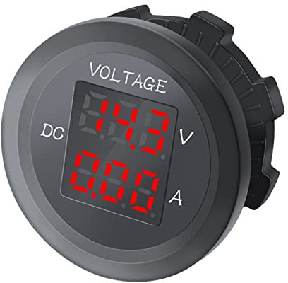 CAIONPLE Voltmetro Digitale Un LED per Auto DC 12V / 24V LED Dual Voltmetro Amperometro Indicatore di Tensione per Barca Auto Universale Impermeabile Rosso