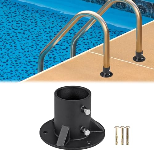 Halterungen für Poolleiter, Edelstahl Poolzubehör Montageset für Pool Leiter mit Flanschrohr, Hülse für Schwimmbadleiter, Flansch Leiterhalterung stabil, Sicherheitsleiter Schwimmbadleiter Zubehör