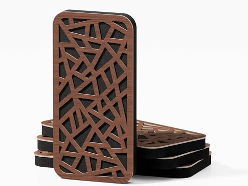 4er-Pack – Schmalbau-Akustikpaneel für Schallabsorption & Diffusion | Absorption – Diffusion – Reflexion – Schalldämmung | 23 x 46 cm | Plattenfarbe: [AKAT-18 | Nussbaum]