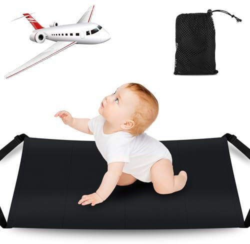 Kinder Flugzeug Fußstütze für Reisen,MXTIMWAN Faltbar Fußstütze Flugzeug,Airplane Kids Bed,Flugzeug Fußstütze Kinder Hängematte,Kinderbett Flugzeug Kinder Leicht Faltbar,76x46.5cm (Schwarz)