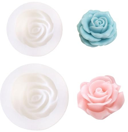 Moules à Bougies, Moule Bougie Silicone en Forme de Rose, Moule à Bougie en Silicone, 2 PCS Moules à Bougies en Silicone 3D, Bougie Fabrication Moule, Moule à Bougie DIY, pour Bougies Parfumées Savons