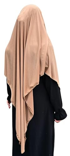 Yaqeen Jersey Khimar Langer Hijab für Muslima, Diamantschliff, Kopftuch, Lycra, Gebetskleid, muslimische Schals, mokka, Einheitsgröße