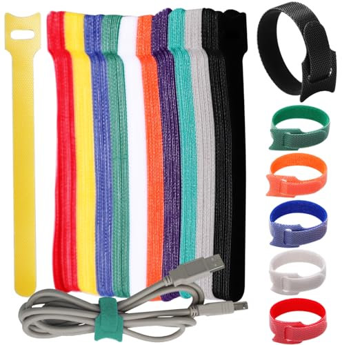 100 Pieces Reusable Wire Ties Cable Management Ties Coloured,Cable Tidy Straps Organiser for Headphones Phones Electronics Storage-10 Colors
