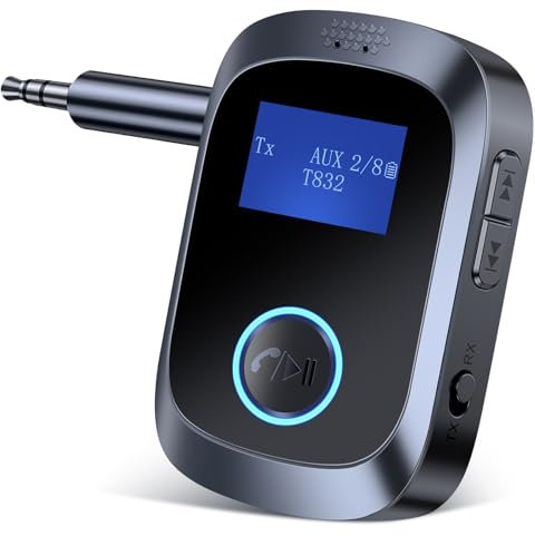 NICEJOOE Bluetooth Transmitter - 2 in 1 Bluetooth 5.3 Transmitter Receiver, Wireless Aux Bluetooth Adapter, Airplane Bluetooth Adapter for TV, Airplane, Headphone, Airpods, Speaker