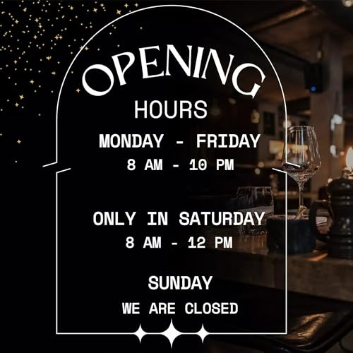 Kingdom Decalz Personalised Opening Hours Sign for Shop Window, Custom Business Opening Times Vinyl Decal Sticker for Glass Door, Café, Salon, Office & Retail Store