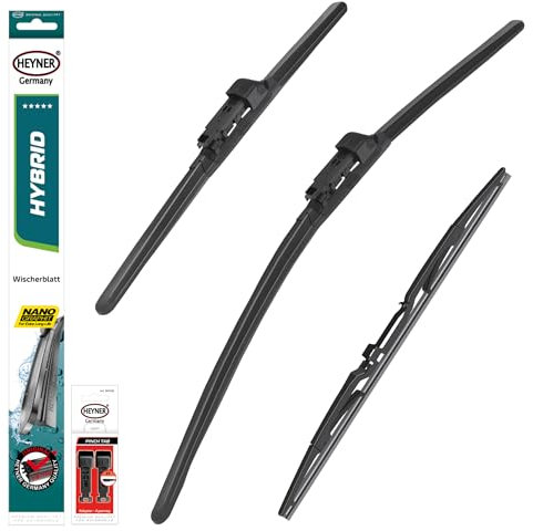 HEYNER® Scheibenwischer mit Heckwischer komp. mit NISSAN QASHQAI (02.2007-12.2013) HYBRID Flachbalkenwischer