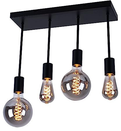 GLOBO Decken Hänge Lampe Retro Design Wohn Ess Zimmer Beleuchtung VINTAGE Strahler Pendel Leuchte schwarz