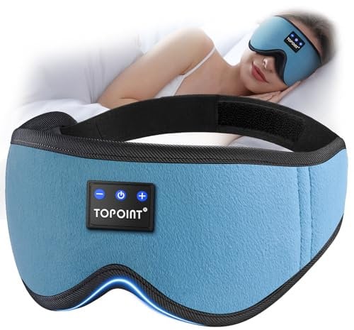 Bluetooth Sleep Mask Headphones, TOPOINT Wireless 3D Eye Mask with Bluetooth Headphones Eye Mask for Sleeping,Upgraded Breathability Sleeping Earphones for Travel/Nap/Yoga/Meditation/Relaxation