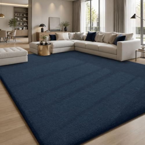Sour Lemon Living Room Rug, 140 x 200 cm, Blue Bedroom Rug | Washable modern area rugs, non-slip short pile rug, lint-free for children's room, girls, boys, bedroom