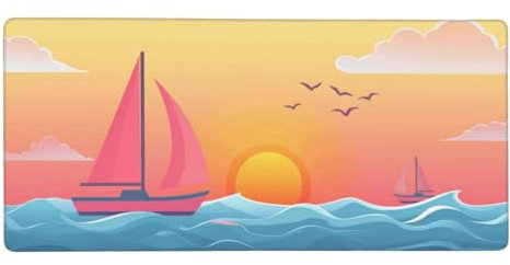 Tapis de Souris Coucher de Soleil,1000 x 500 x 3 mm Tapis de Souris XXL,Flots Tapis Souris,Tapis de Bureau avec Bords Surpiqués,Lavable Accessoires Bureau,pour Les Jeux,la Maison et Le Bureau -Y2159