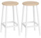 HOMCOM Lot de 2 tabourets de Bar, chaises de Bar, tabourets de Cuisine Hauts 65H cm avec Repose-Pieds, Structure en Acier, Blanc et Naturel