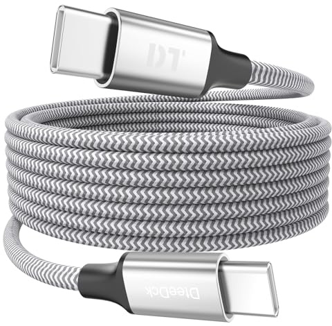 DteeDck 15 Ft USB C Cable Extra Long, 60W Fast Charging USBC to USB-C Cord, 480Mbps Data Transfer Type C Male to Male for Security Camera, Dash Cam, iPhone 17/16/15, Android Phone, iPad, Tablet