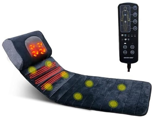 ECODE® Massagematte für den ganzen Körper mit 8 Vibrationsmotoren und Lendenwärme | Massagematte für Rücken und Nacken mit Shiatsu Kissen, 15 Massagemodi