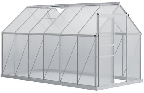 ESTEXO Aluminium Gewächshaus 11,2 m³ Frühbeet 370x190x195 cm inkl. Fundament Alu Treibhaus Tomatenhaus Pflanzhaus