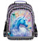 Einhorn Unicorn Fan Rucksack Kinderrucksack für Jungen und Mädchen mit zwei großen Fächern, Fronttasche und seitlichen Getränkenetzen, 38 x 28 x 18 cm, schwarz/lila/violett