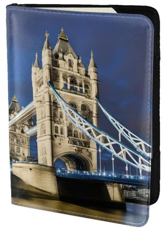 Tower Bridge in London bedrucktes Leder-Kartenetui Reisezubehör Reisepasshülle Brieftasche für Damen und Herren, Schwarz, Einheitsgröße