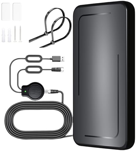 Wave Tune para TV, antena DVB-T2 para interiores, DVB-T y DVB-T2 con amplificador, antena interior para televisión, adecuado para radio 1080p 4K y VHF/UHF/DAB