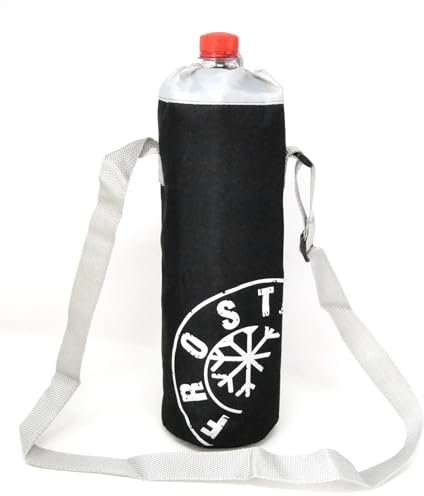 Funda Térmica para Botella con Correa Largo, 1,5 litros, Negro, Diseño de Copo de Nieve. Bolsa para Botella. Nevera