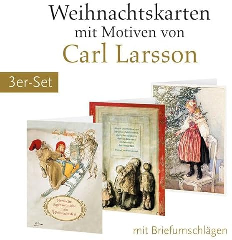 3er-Set Weihnachtskarten mit Motiven von Carl Larsson