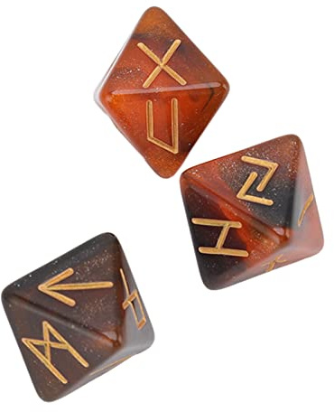 TOPINCN Polyedrale Hexenwürfel von Mystischen Sternenhimmel Astrologie Lernen für Erwachsene 3pcs Rune -Würfel für die Glück (schwarzes Gold)