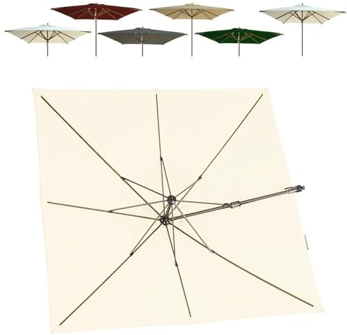 ZYXQQJ 3x3m Carré Parasol De Terrasse 8 Baleines Toile De Rechange pour Parasol De Table Droit Couverture De Parasol Piscine Jardin Piscine Marché(Beige,3x3m/9.8x9.8ft)