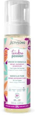 Activilong - Mousse de Maracuja Tendre Passion - Cheveux Ondulés, Bouclés, Frisés et Crépus - 99% d'ingrédients d'origine naturelle - Sans alcool - Sans sulfate - Made in France - 200 ml
