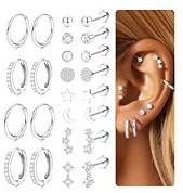 Morfetto 12 Paar Chirurgenstahl Ohrringe Gold Medizinische Ohrstecker Set | 14K Vergoldet, Wasserfest, Hypoallergen, Flatback Piercing Ohr für Helix, Tragus und Conch, Kleine Creolen in Gold und Silber