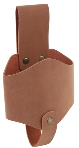 Tbest Beer Belt Holder, Leather Classic Outdoor Beer Bottle Drink Beverage Belt Holder for Barbecue Picnic Camping (Light Brown)