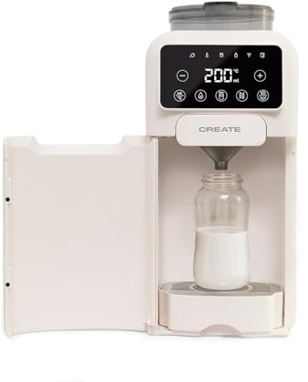 CREATE/BABY THERA MATIC/Preparador de biberones automático con dosificador de fórmula blanco roto/Temperatura y dosificación ajustables, diferentes alturas de biberón, autolimpieza, 1350W
