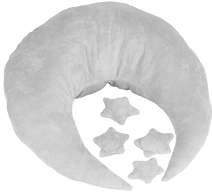 Fdit Newborn Photography Moon Pillow Soft Velour Baby Posing Pillow for Picture Props, Safe and for Infant Photography Props (Grey)