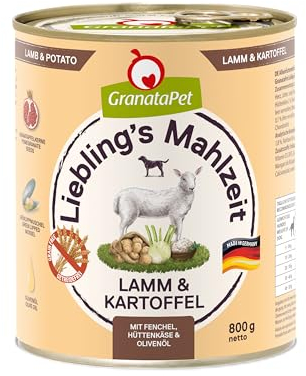 GranataPet Liebling's Mahlzeit Lamm & Kartoffel, Nassfutter für Hunde, Hundefutter ohne Getreide & ohne Zuckerzusätze, Alleinfuttermittel, 6 x 800 g