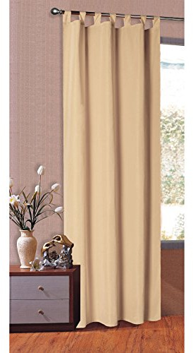 1er Set Vorhang Blickdicht Matte unifarbene Gardine mit Schlaufen. Aus edlem Microsatin Micofaser-Gewebe., 245x140, Sand, 20400