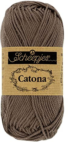 Scheepjes Catona 25g Yarn – 100% Mercerised Cotton Fingering Weight Yarn for Knitting, Crochet, and Amigurumi – (507 Chocolate)