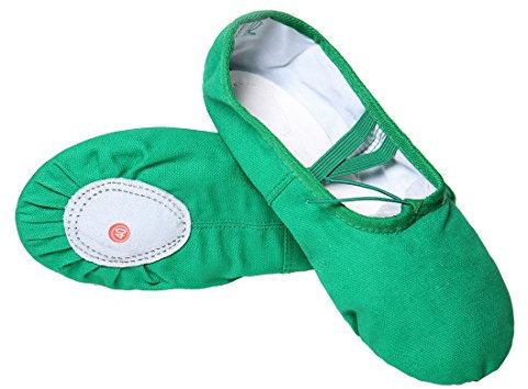 DoGeek Ballet Shoes Women Ballet Pumps Dance Shoe Gymnastics Split Soft Canvas Flat for Children,Ladies,Adults, Girls Sizes Green