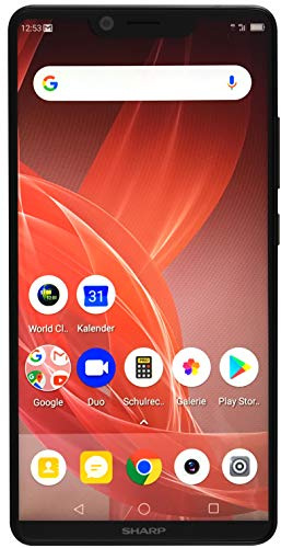 Sharp Aquos D10 Smartphone, Full HD+ Display, 14, 9 cm (5.99 Zoll), 64 GB interner Speicher, 4 GB RAM, Dual SIM, Android 8.0, 2900mAh, 12+13 MP Hauptkamera, Gesichtsentsperrung, Fingerabdrucksensor –