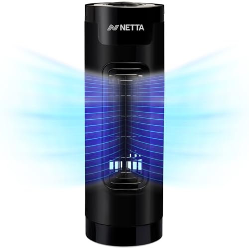 NETTA 14 Inch Tower Fan with Oscillating Function - 3 Speed Settings, Quiet Operation, 65° Oscillation, Compact Cooling Desk Fan for Homes, Offices and Bedrooms - Black