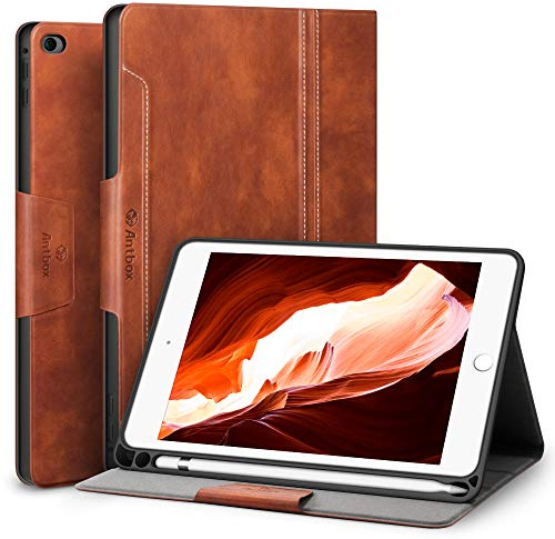 Antbox Schutzhülle für iPad mini 5 2019 (5. Generation 7,9 Zoll)/iPad mini 4 mit integriertem Stifthalter, PU-Leder, Smart Cover mit automatischer Sleep/Wake-Standfunktion (braun)