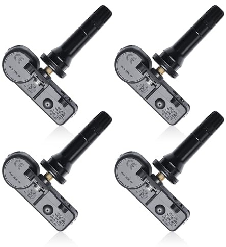 Set of 4 TPMS Tire Pressure Monitoring System Sensor 433MHz Compatible with Jeep Wrangler JK Dodge Ram Charger Replacement for 56029398AB 68142397AA 68241067AA 68241067AB