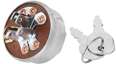 KIMISS 725 0267 Ignition Starter Switch Lawnmower Ignition Switch Ignition Lock Barrel Starter Switch Lawn Mower Ignition Starter Switch With Fit Nut And Keys