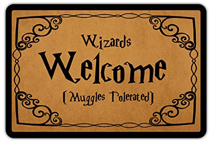 Front Door Mat Entrance Floor Mat Wizards Welcome Muggles Tolerated Funny Doormat Decorative Indoor Outdoor Doormat, 23.6 x 15.7