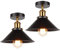ASCELINA Luces de techo retro vintage para sala de estar, loft, decoración industrial, lámpara de techo LED, accesorios de cocina de metal (negro, 2 unidades)