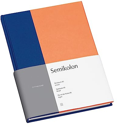 Semikolon 364829 – Notizbuch Cutting Edge A5 liniert - 176 Seiten, cremeweißes Papier – Lesezeichen – cobalt peach