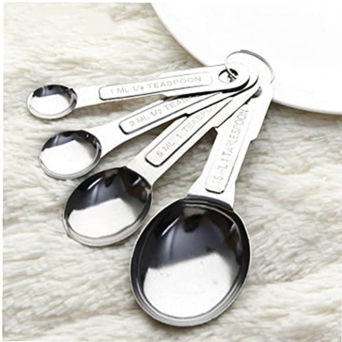 Froiny 4pcs Kitchen Stainless Steel Measuring Cups Spoons Tool 1ml 2ml 5ml 15ml