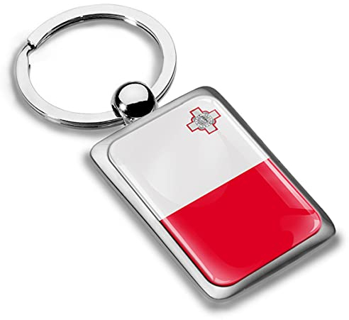 Biomar Labs® Schlüsselanhänger Metall Keyring mit Geschenkbox Autoschlüssel Geschenk Metall-Schlüsselanhänger Schlüsselbund Edelstahl Maltesisch Flagge Fahne Malta Flag KK 236