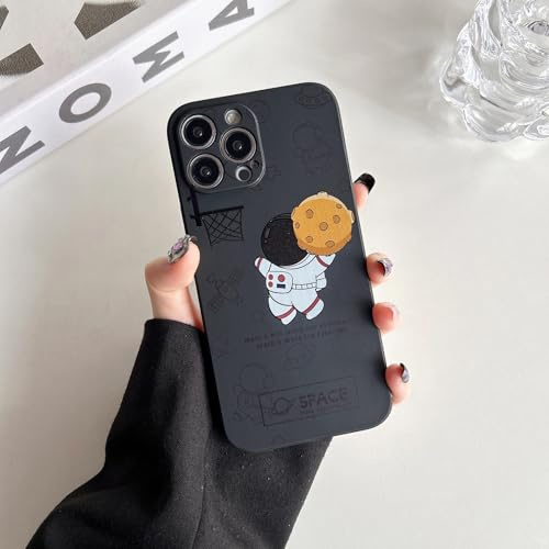 Yonds Queen Compatible with iPhone 11 Pro Cute Case, Cartoon Astronaut Space Planet Moon Design Stylish Bumper TPU Rubber Protective Anti-Slip Shockproof Case(Black Basket, iPhone 11 Pro)