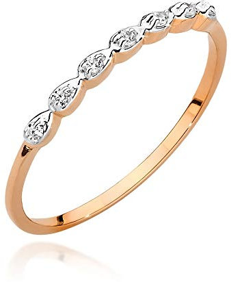 MARKO Damenring aus Rotgold mit Diamanten 0,04 Karat 14 Karat Gold (585) | Ein zarter Ring | Ein Goldring mit Box | Ein Goldring für Frauen (Roségold, 57 (18.2))