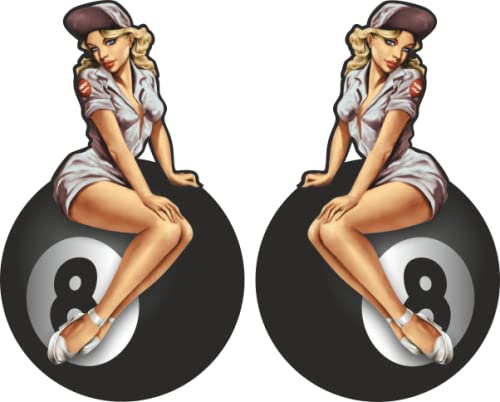 cut-it folientechnik & design MG310 / 2X 8 Ball Girl XL Aufkleber je 15x10cm Eightball Billiard Kugel Kult Sticker Old School Hot Rod Tuning Vintage Retro Pinup Girl V8 USA Auto