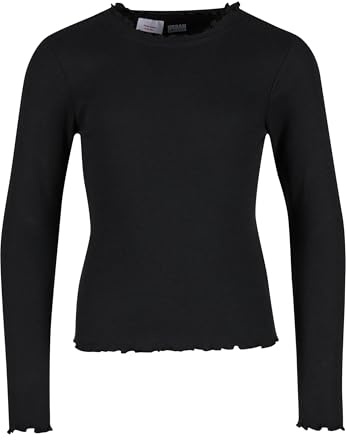 Urban Classics Damen Girls Short Rib Longsleeve Black, 122/128